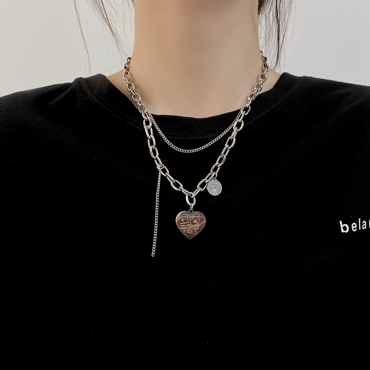 Women's & Men's Titanium Steel Letter And Cold Wind Necklaces