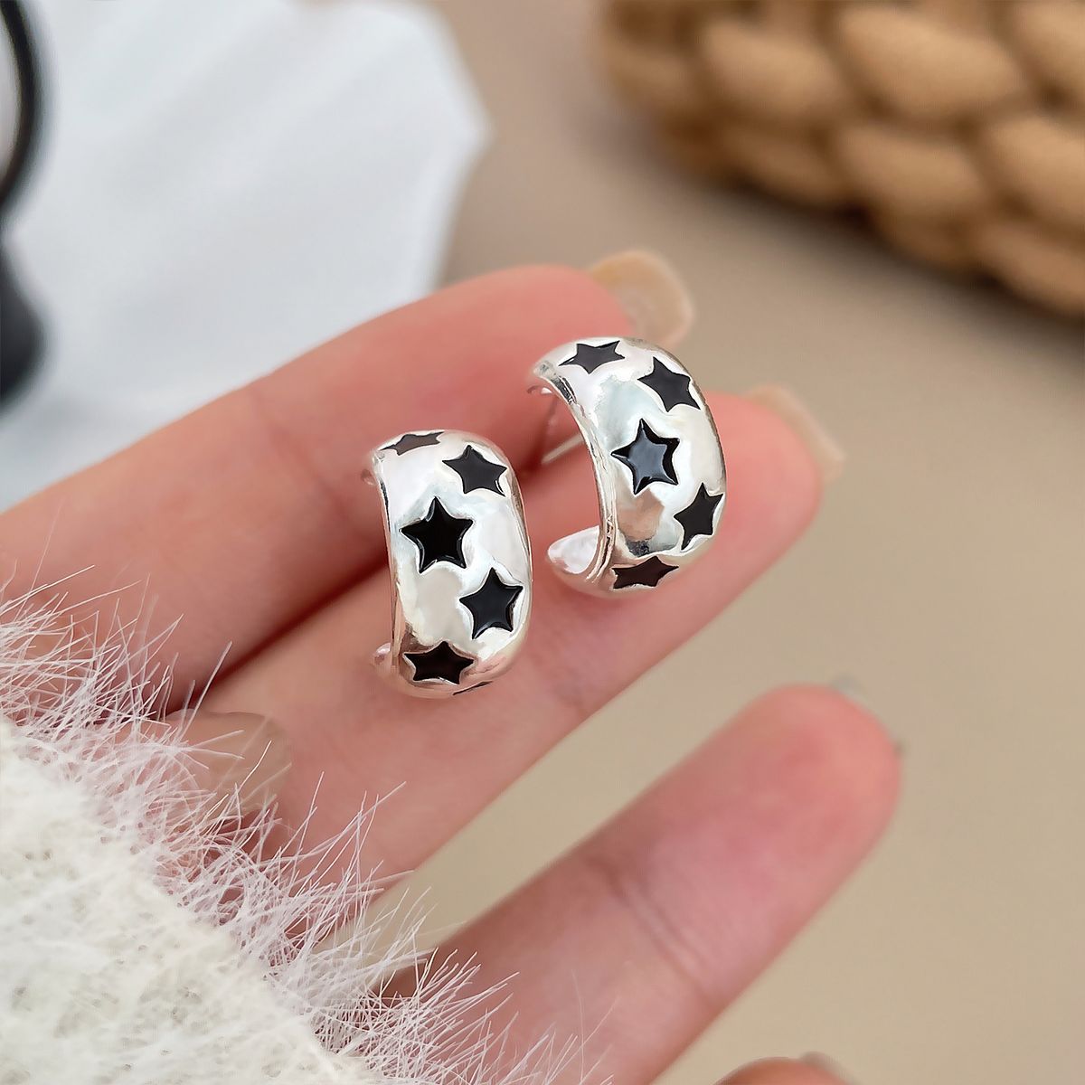 Women's Color Drop Oil Geometric Stars Type Rings
