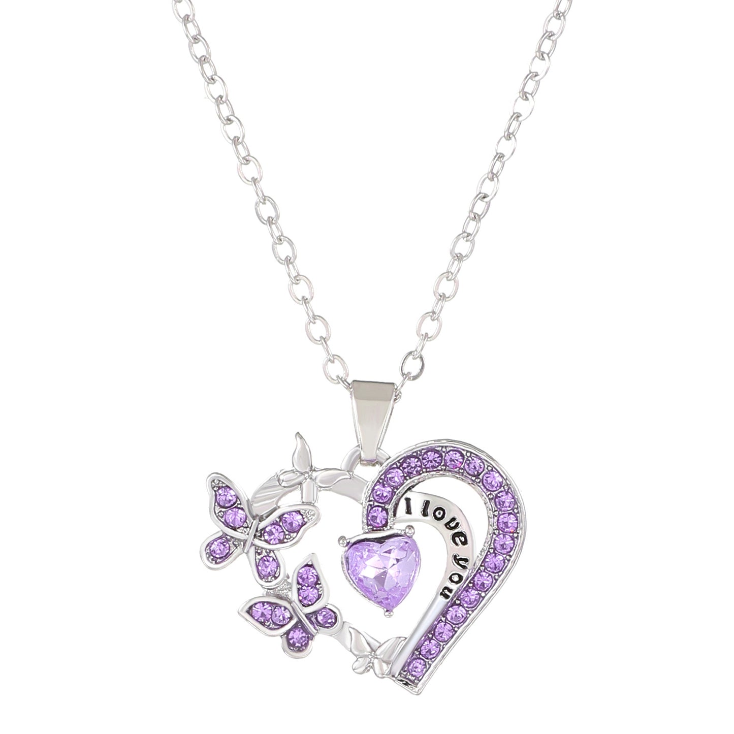 Alloy Female Micro Inlay Rhinestones Hollow Heart Necklaces