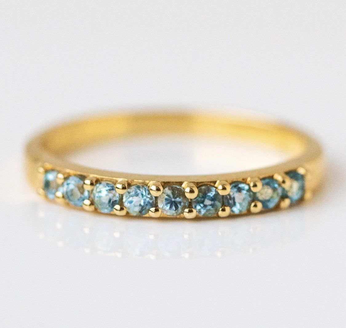 Women's Ornament Blue Diamond Three-piece Suit Wind Rings