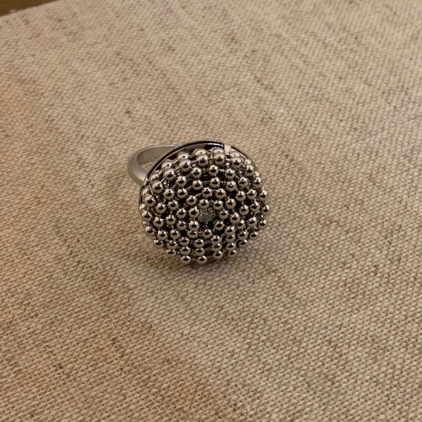 Women's Light Luxury Handmade Woven Crystal Tassel Exaggerated Sier Water Ring