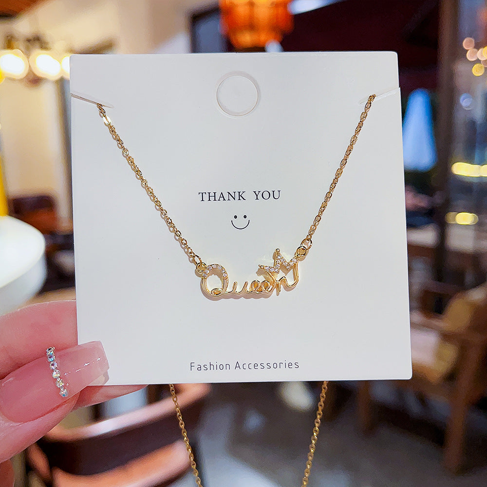 Colliers de luxe légers avec pendentif lettre minoritaire pour femmes, chaîne de clavicule à la mode