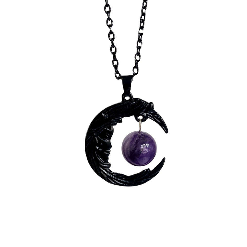 Crescent Purple Gemstone Pendant Creative Simple Necklaces