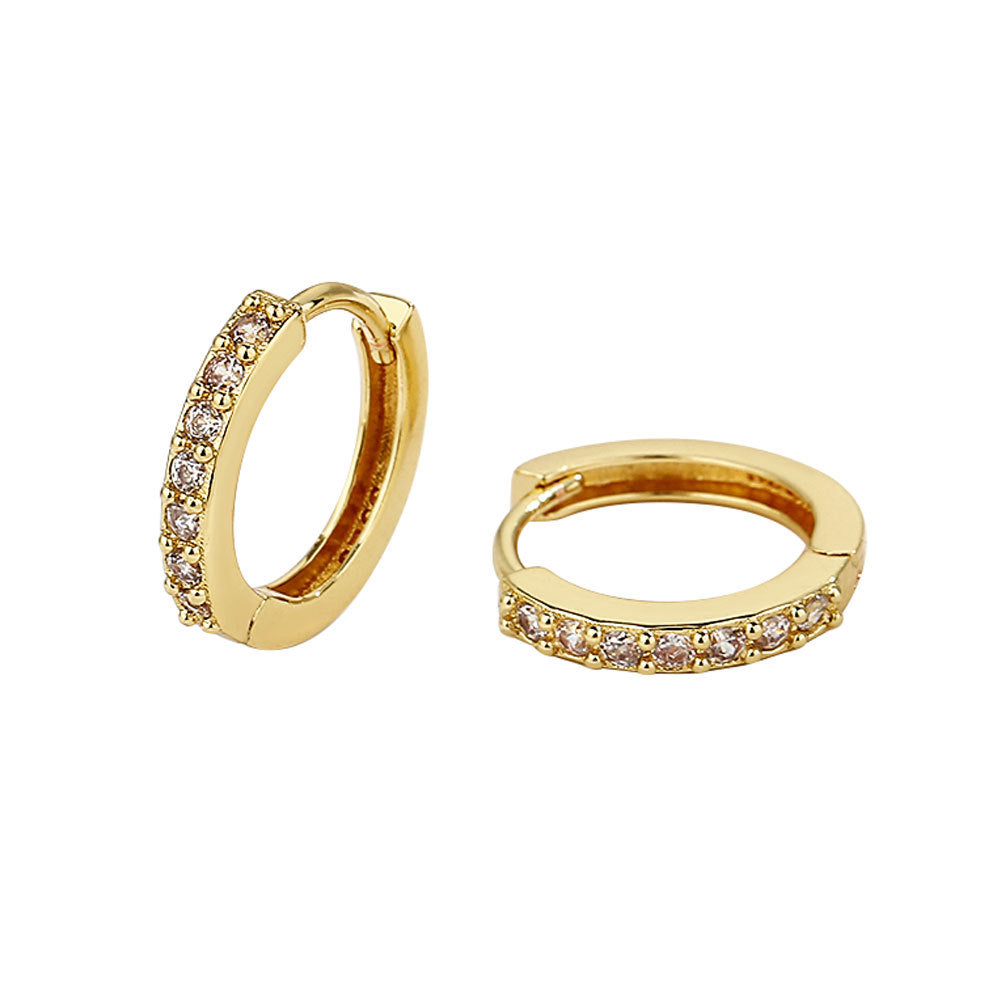 Fashion Ear Single Row O-shaped Zircon Winter Temperament Female Earrings