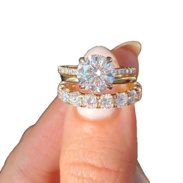 Double Diamond Zircon Fashion Lady Trend Ring