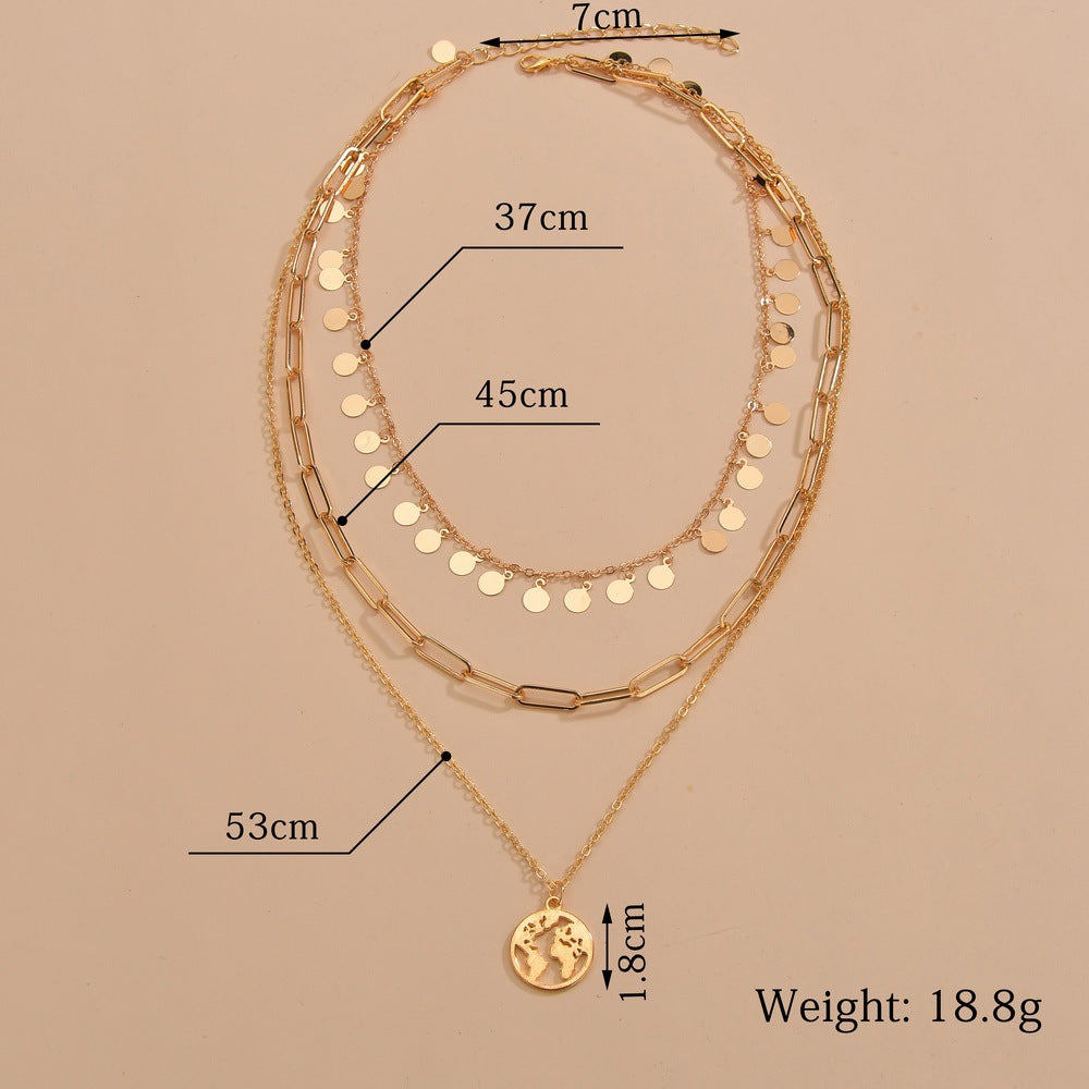 Iron Clavicle Chain Neck Fashion Retro Alloy World Necklaces
