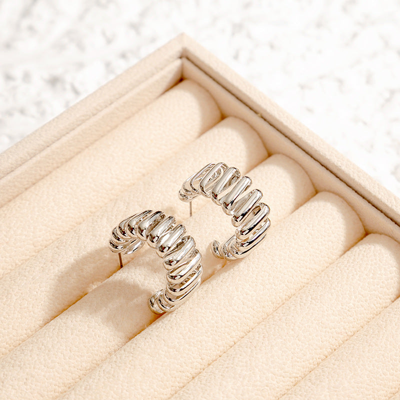 Shaped Twisted Twist Personality Thread Vintage Metal Earrings