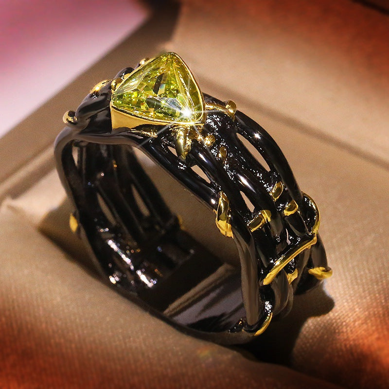 Fashion Personality Two-color Ornament Inlaid Topaz Rings