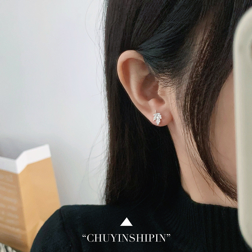 Women's Sterling Sier Maple Leaf Korean Style Unique Earrings