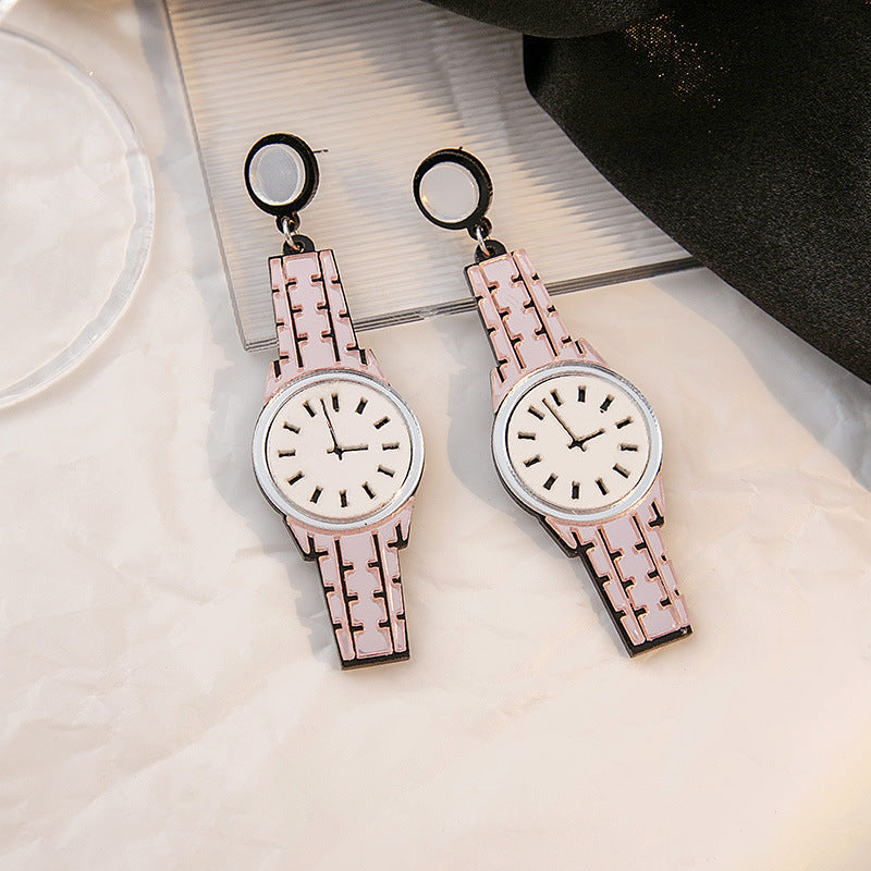 Needle Creative Personalized Watch Acrylic Simple Fashion Geometry Earrings