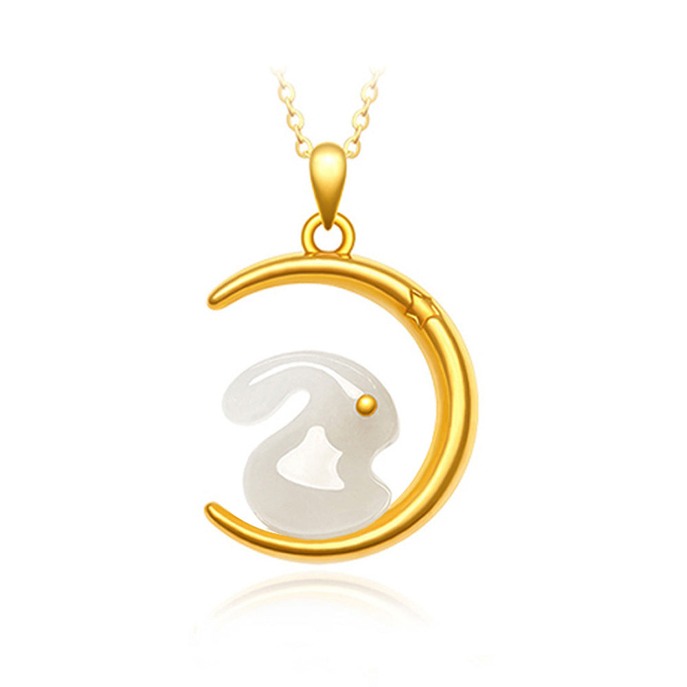 Colliers avec pendentif étoile, lune et lapin pour femmes, à la mode