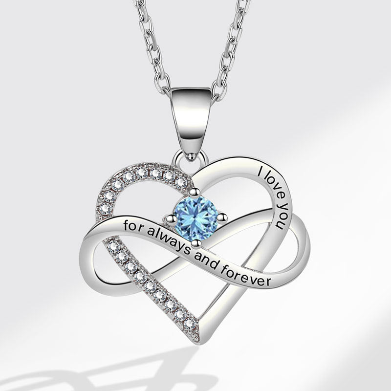 Colliers simples en forme de coeur avec micro incrustation de mode lettrage
