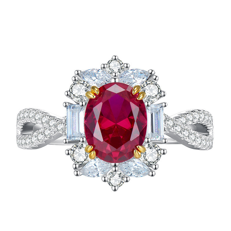 Women's Ruby Inlaid Simple And Elegant Opening Rings