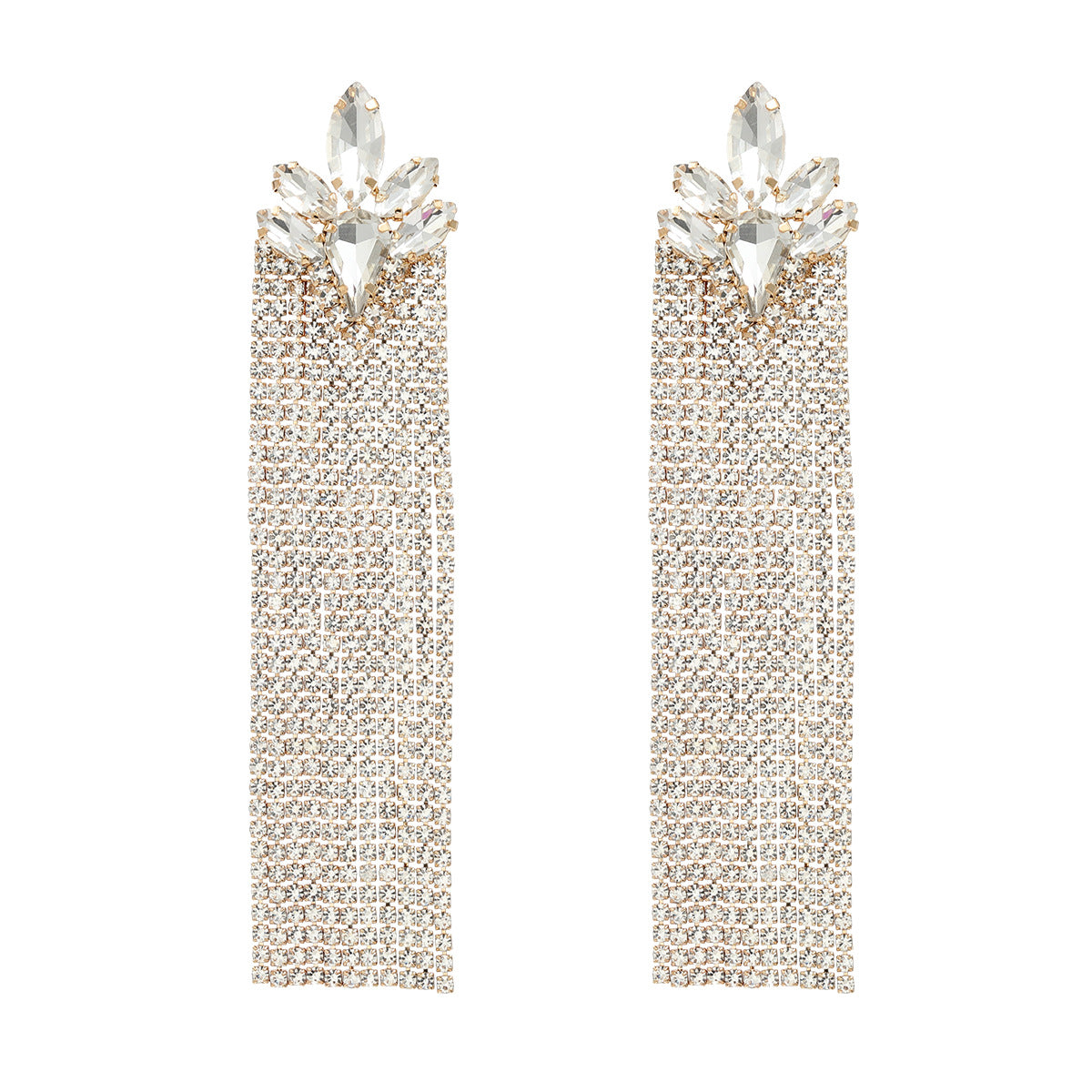 Women's Trendy Colorful Crystals Long Fringe Full Earrings