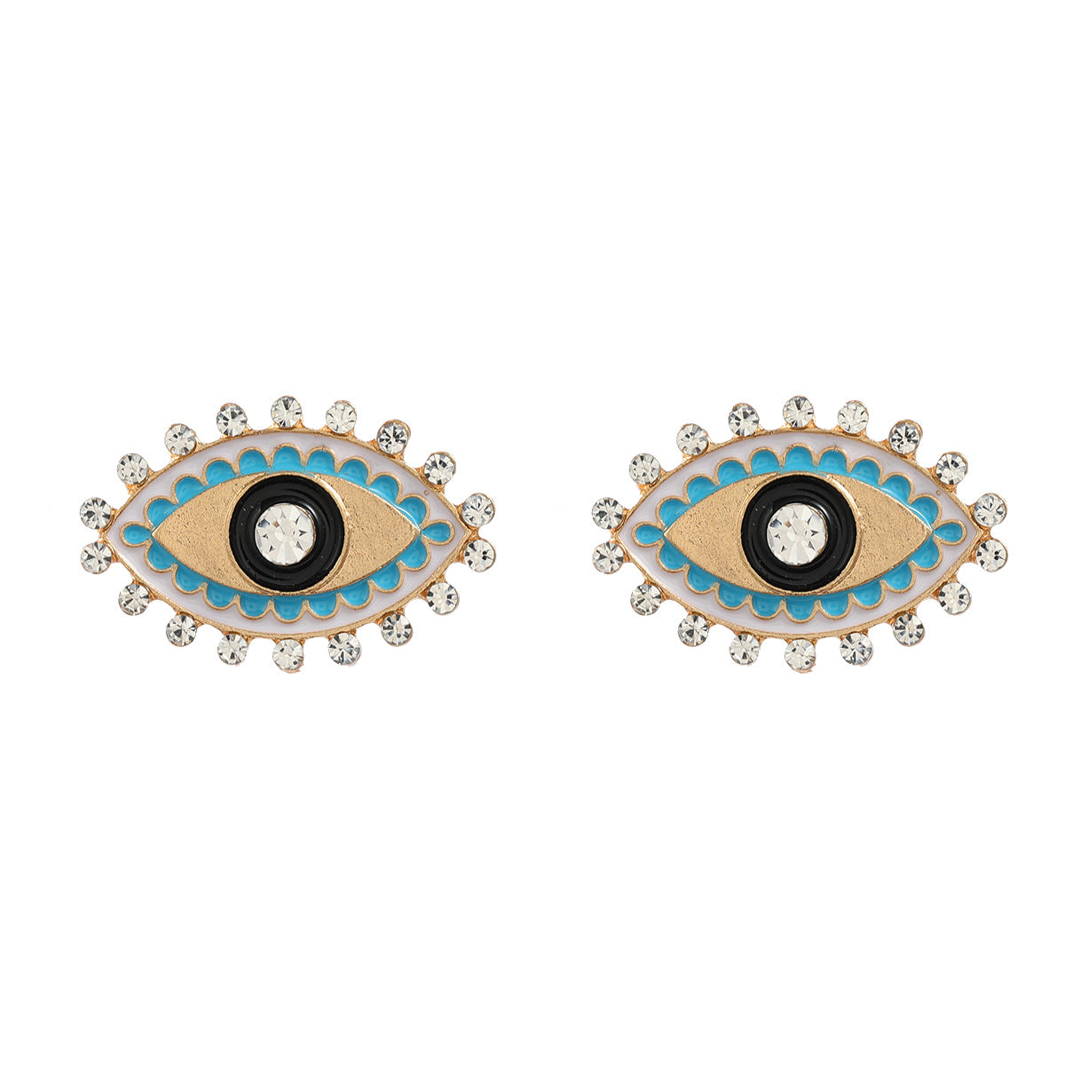 Exaggerated Eye Female Alloy Drop Oil Diamond Earrings