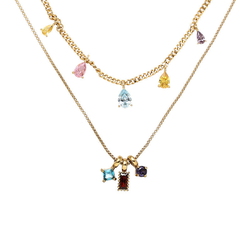 Colliers de cou à pendentif en Zircon de couleur d'été gracieuse pour femmes
