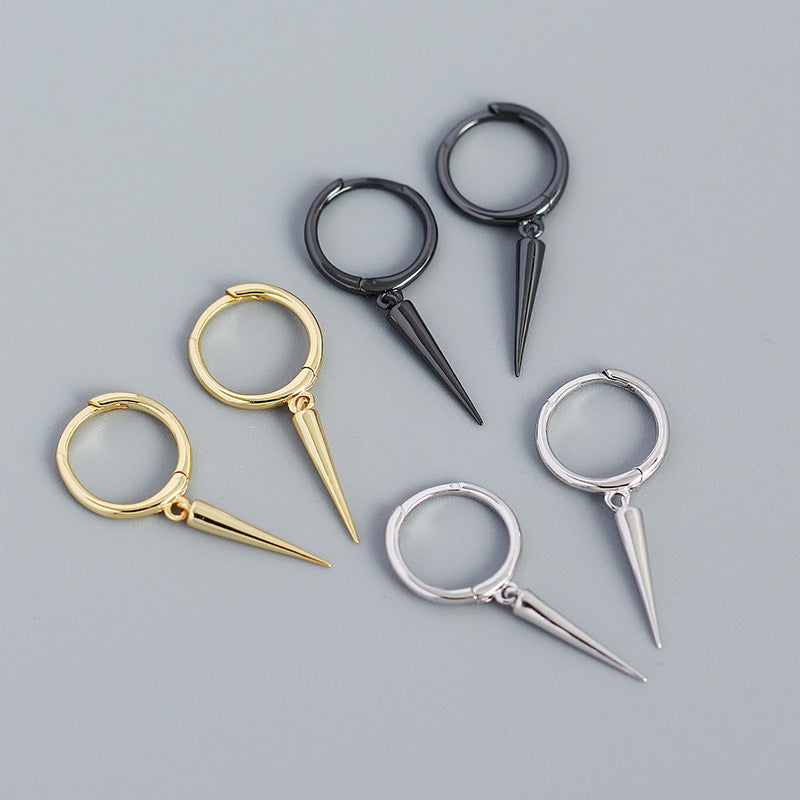 Sier Ear Clip Metallic Rivets Conical Earrings