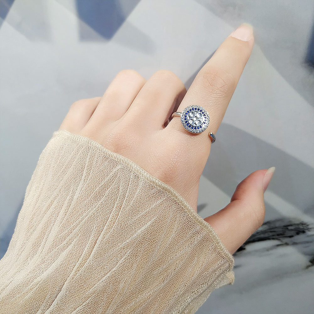 Gold Micro Inlaid Zircon Geometric Rotatable Rings