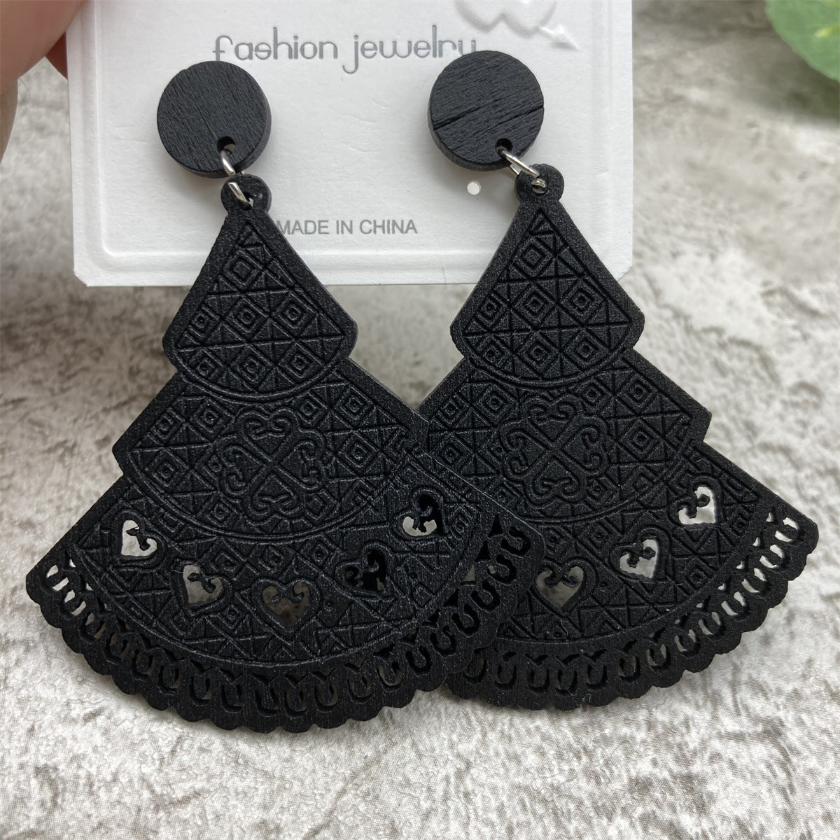Elegant Jewelry Wooden Hollow Retro Ornament Earrings
