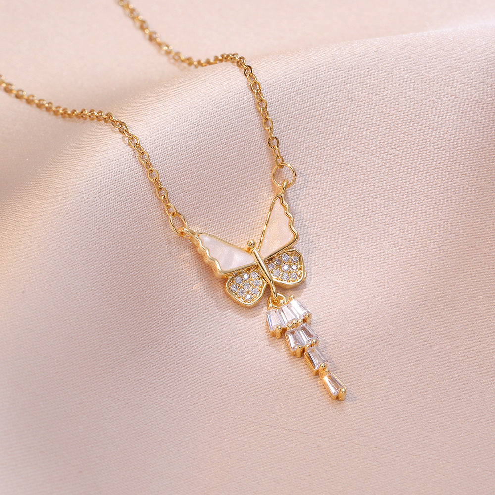 Inlaid Zircon Temperament Clavicle Chain Niche Necklaces