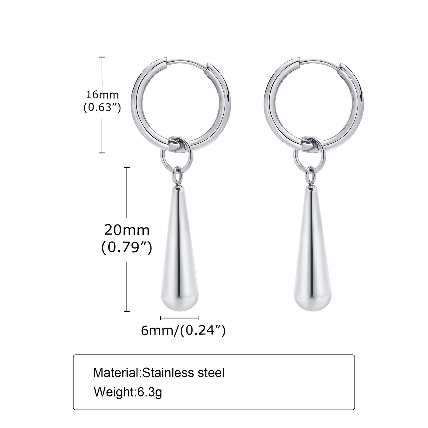 Women's Steel Stainless Water Drop Golden Eardrops Personalized Earrings