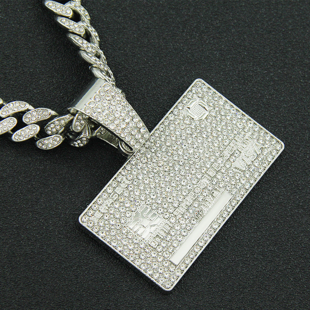Men's Diamond Domineering Tag Pendant For Trendy Necklaces