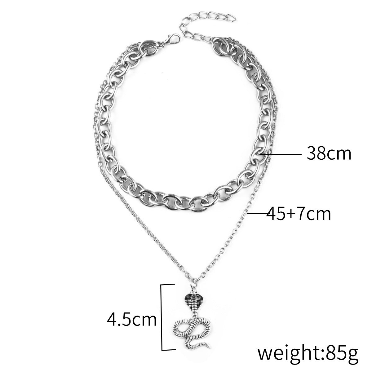 Colliers en os avec pendentif punk exagéré en forme de serpent animal