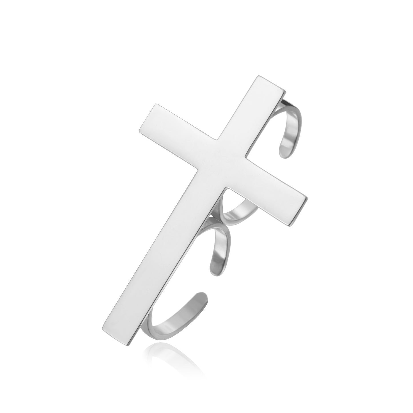 Women's & Men's Finger Cross Large Stainless Steel Open Rings