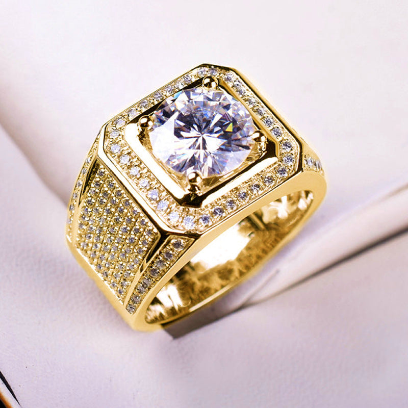 Men's Diamond Shining Big Loose Group Inlaid Zircon Rings