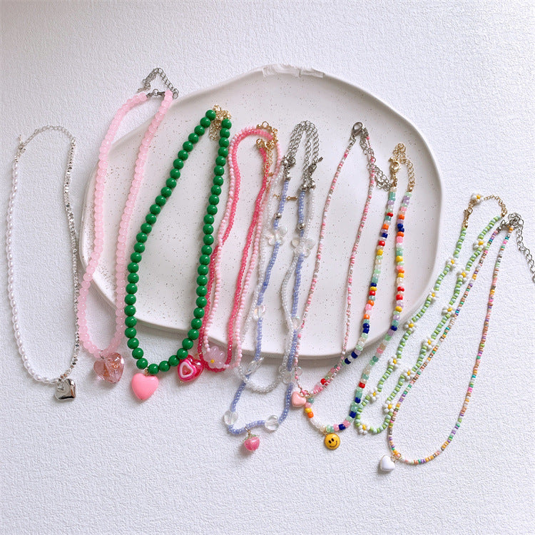 Perles fleur amour accessoires décoratifs perle papillon chaîne colliers