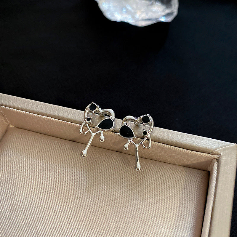 Women's Style Elegant Dark High-grade Geometric Sier Needle Hot Earrings