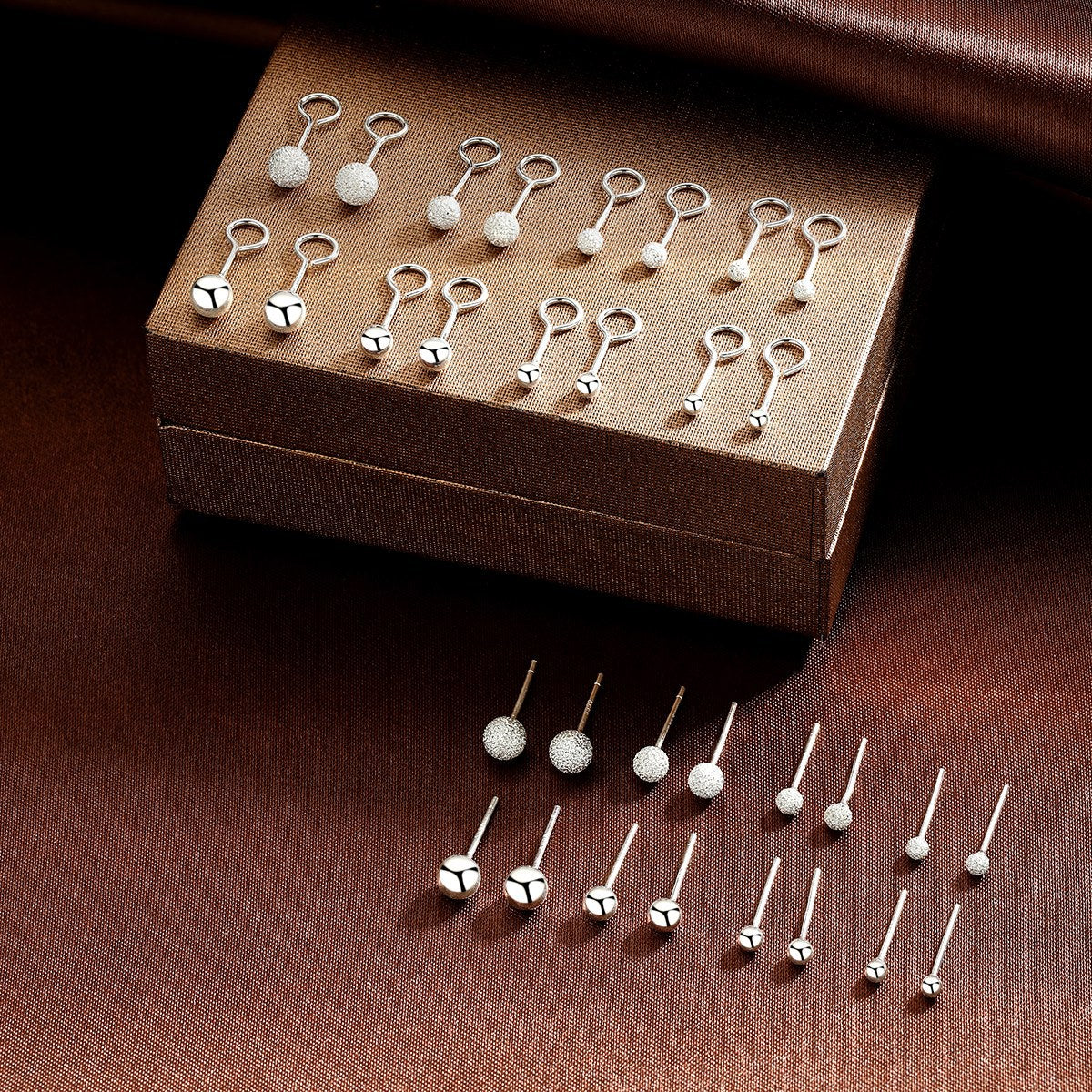 Sier Handmade Glossy Ball Beanie Simple Mini Hook Small Earrings