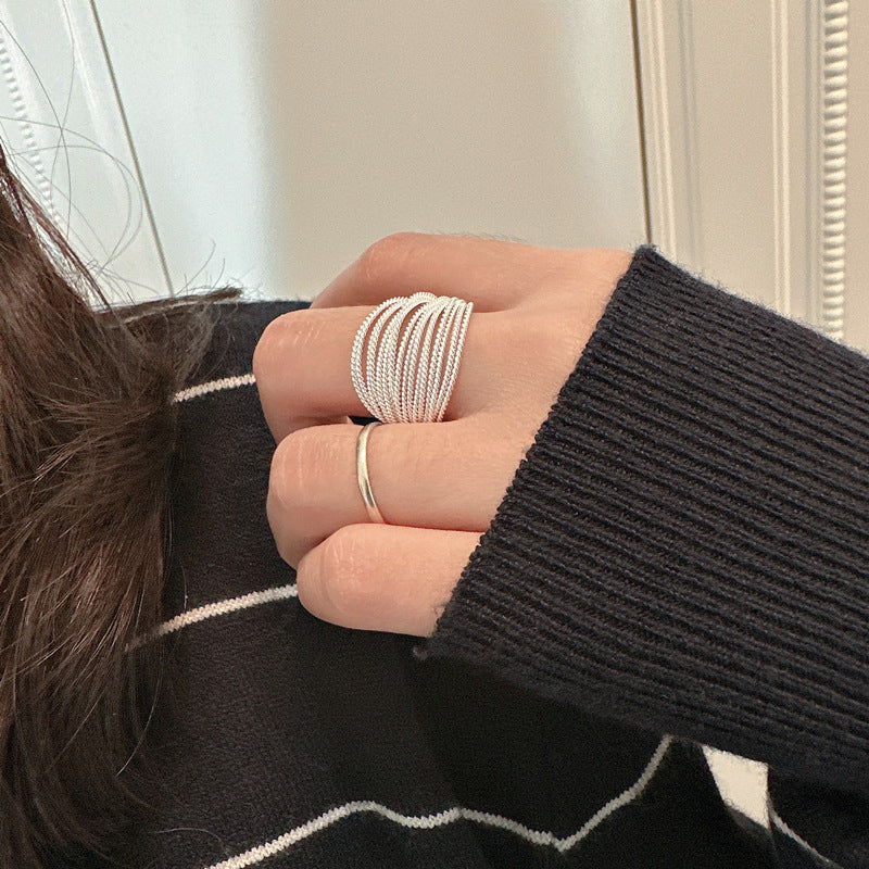Sterling Sier String Korean Style Simple Rings