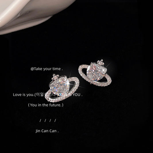 Zircon Sier Needle Design Ear Fashion Earrings