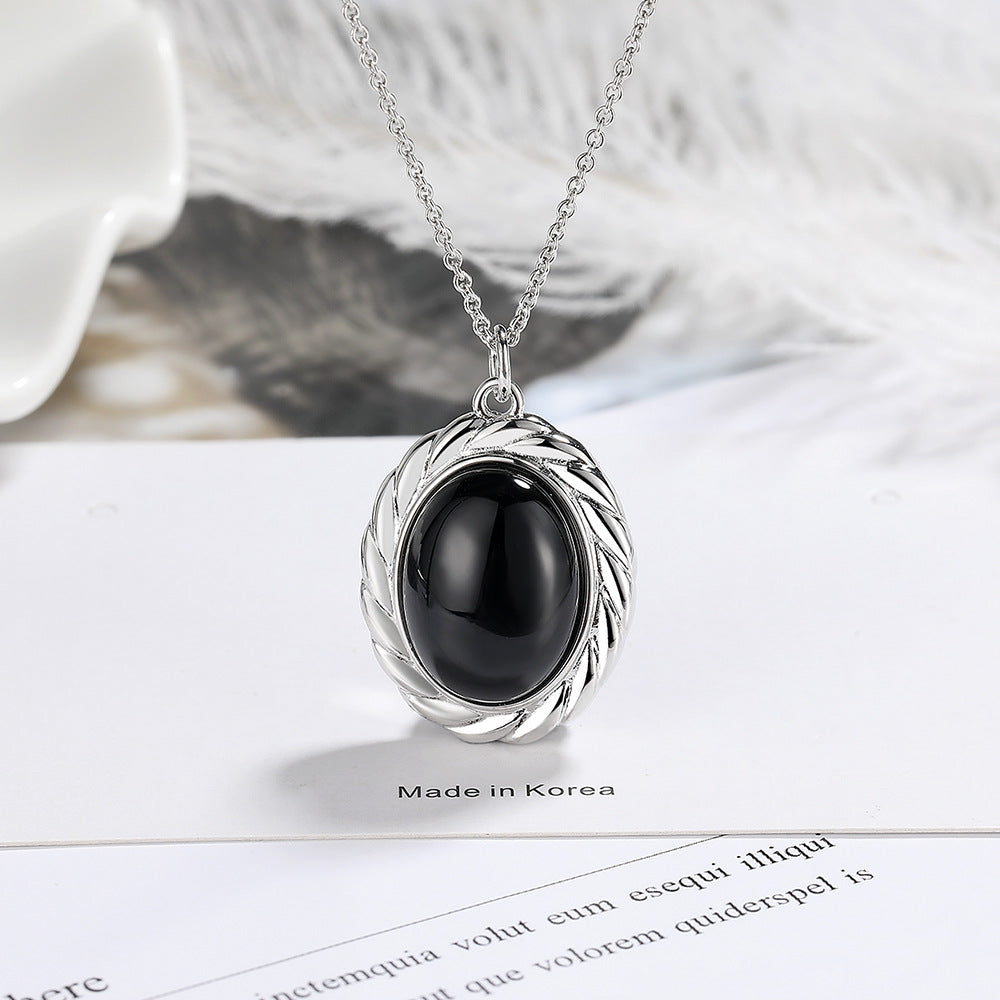 Women's Natural Black Onyx Simple Classic Element Necklaces