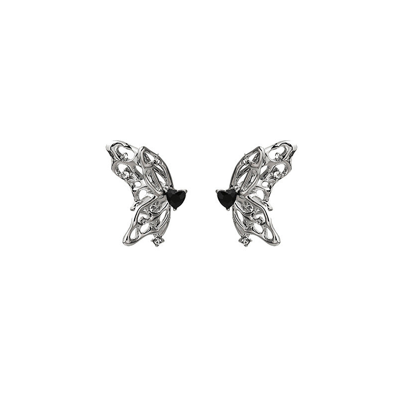 Needle Black Cut-out Butterfly Personality Fashion Sweet Earrings