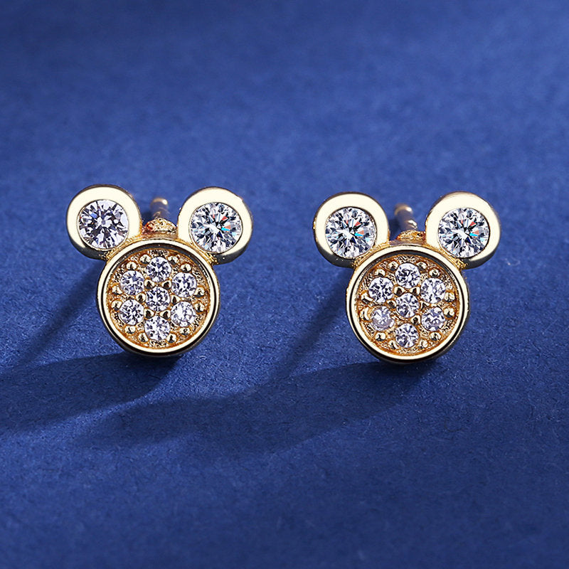 Zircon Niche Design Super Flash Hollow Mickey Earrings