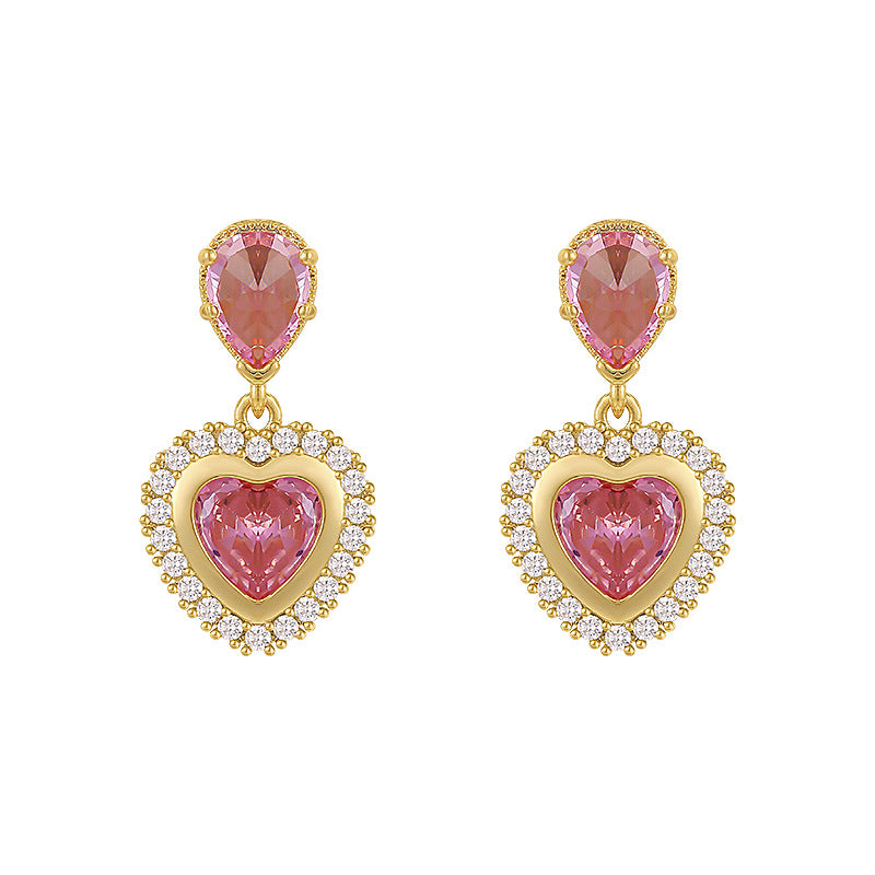 Love Heart Female Korean Style Sweet Earrings