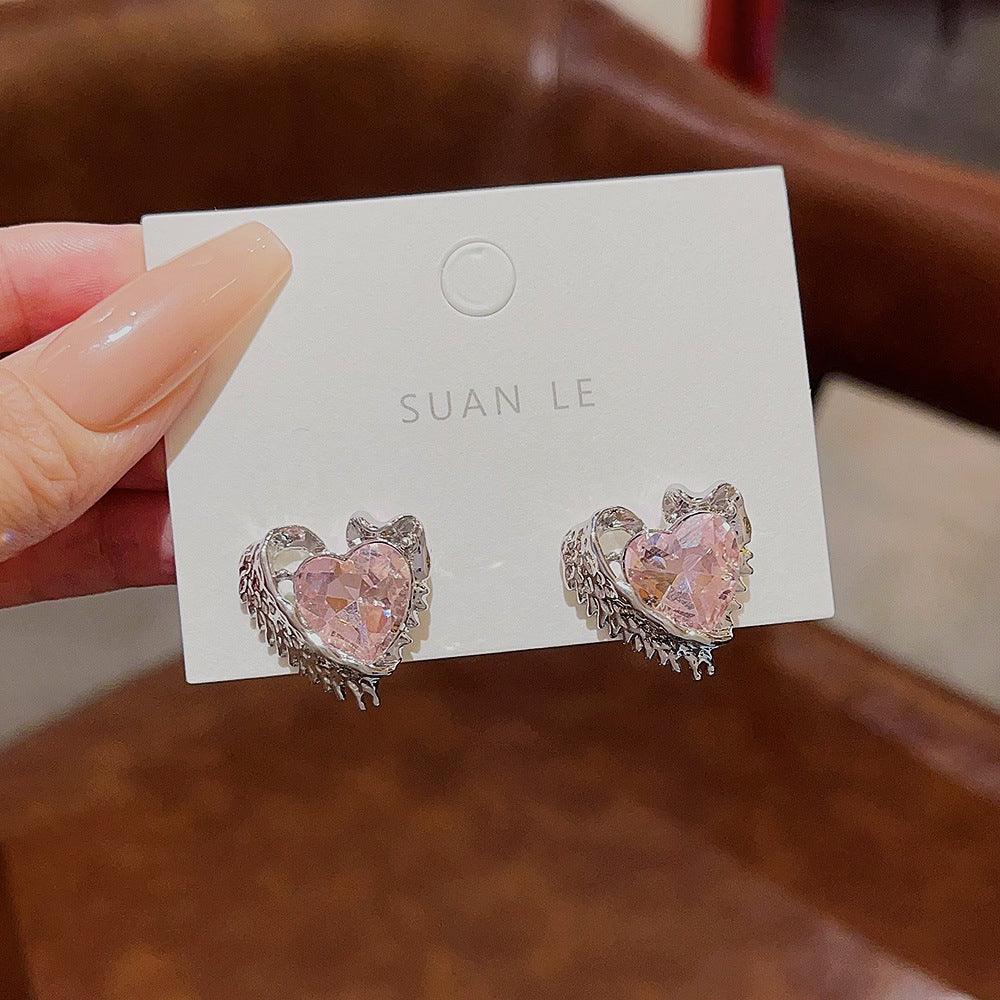 Women's Style Pink Love Heart Exquisite Fashionable Earrings