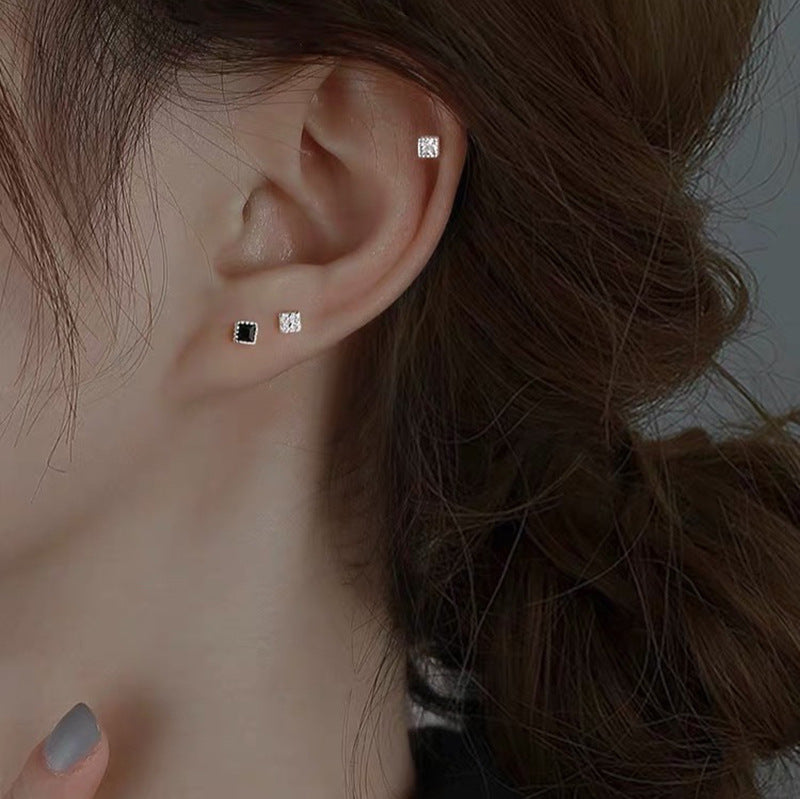 Sterling Sier Square Simple And Compact Earrings
