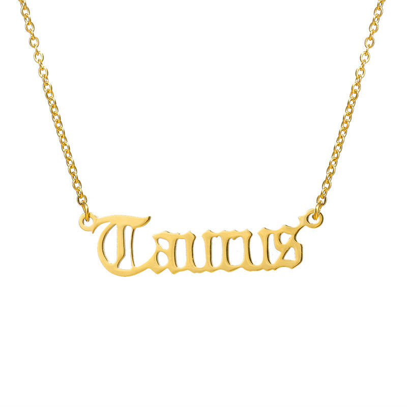 Women's Titanium Steel Ancient English Constellation Simple Necklaces