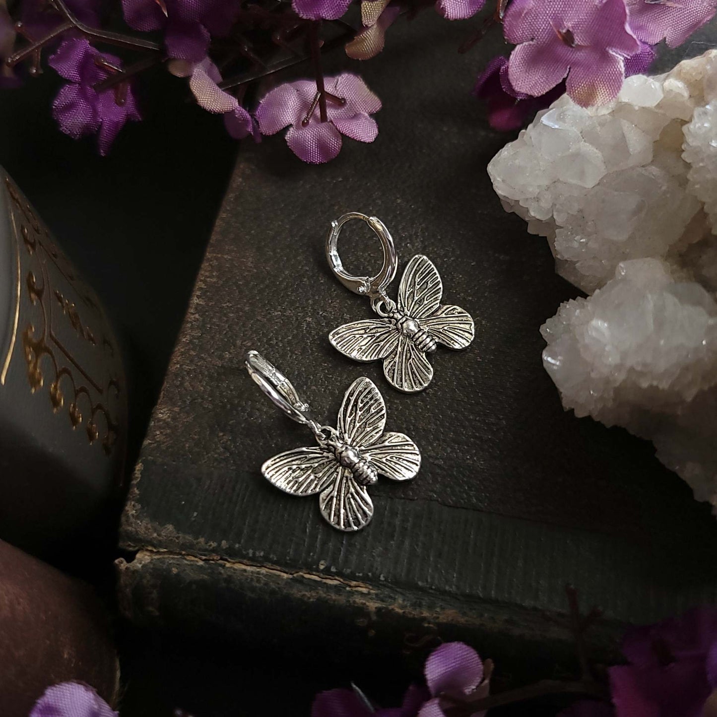 Slouchy Innovative New Butterfly Vintage Sier Earrings