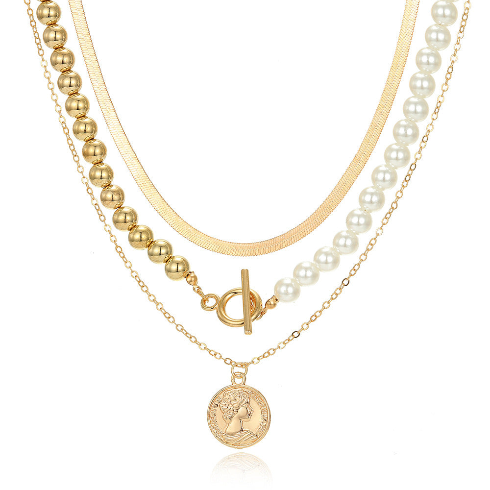 Ornament Simple Delicate Pearl Round Gem Necklaces
