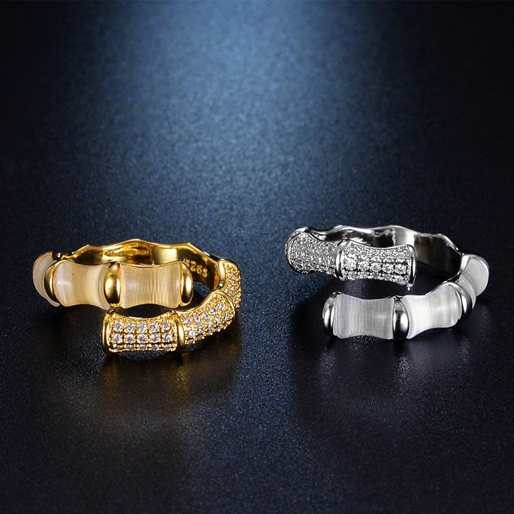 Real Gold Plating Simple Cold Style Bamboo Rings
