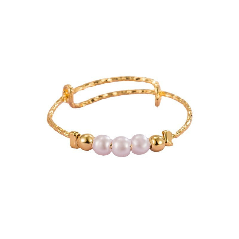 Women's Three-piece Pearl High-grade Adjustable Design Fashionable Rings