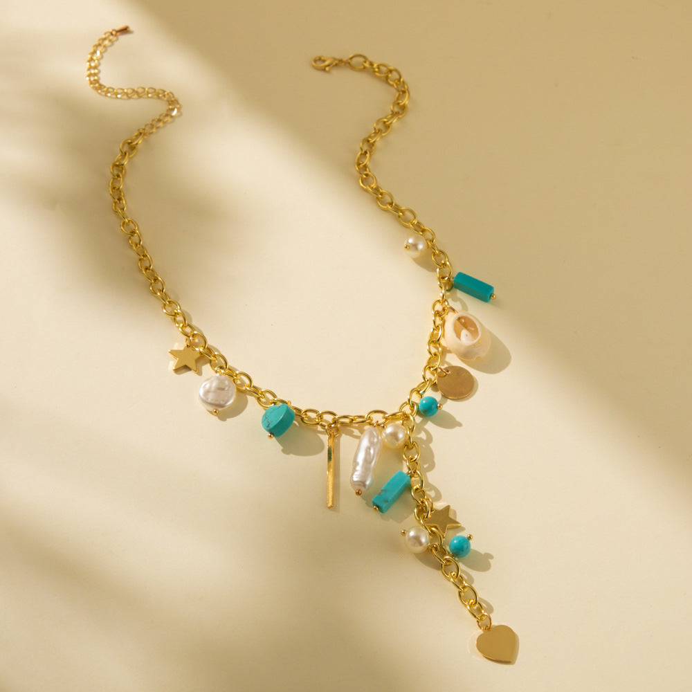 Colliers créatifs de perles cousues en pierre naturelle