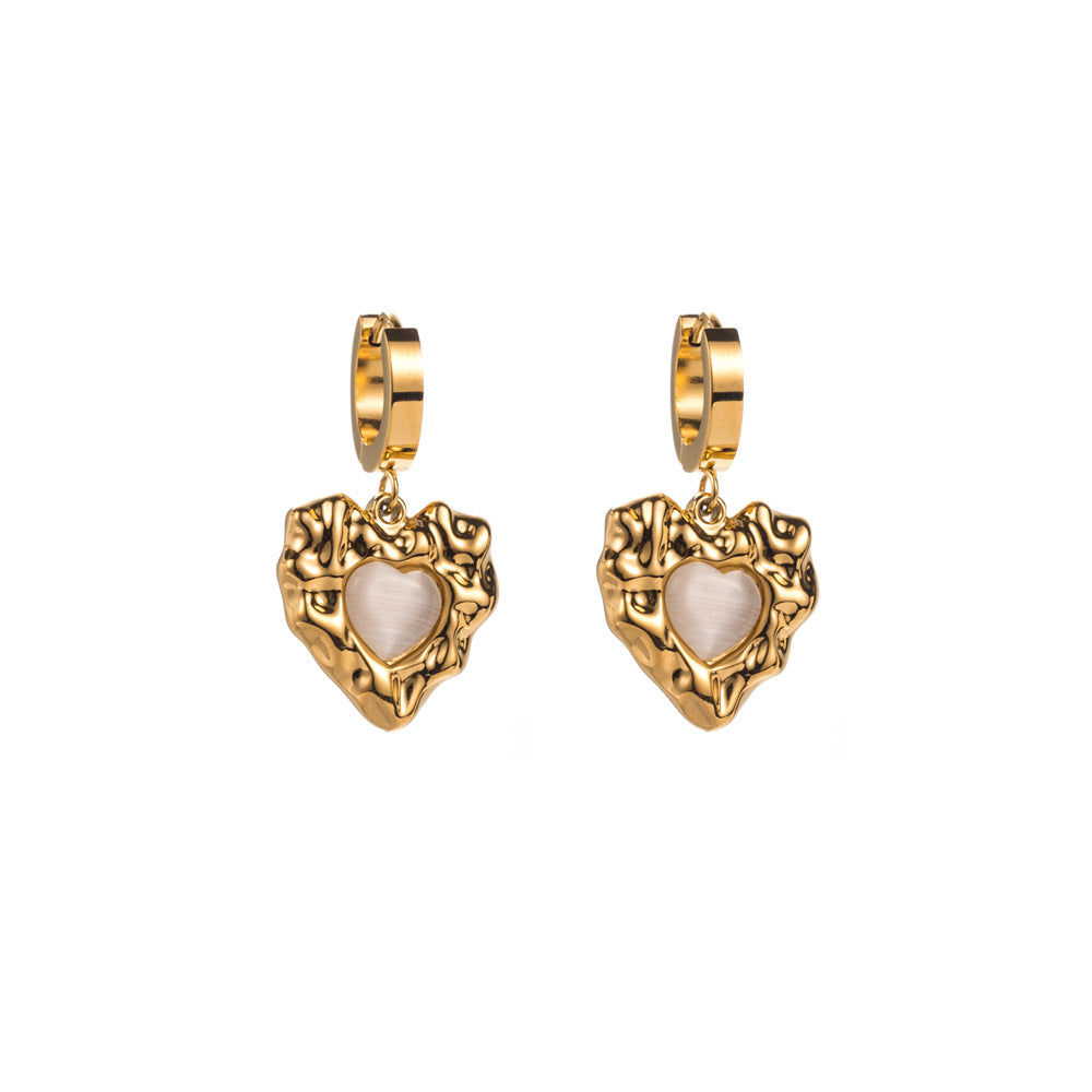 Geometric Heart Shape Stainless Steel Personalized Earrings