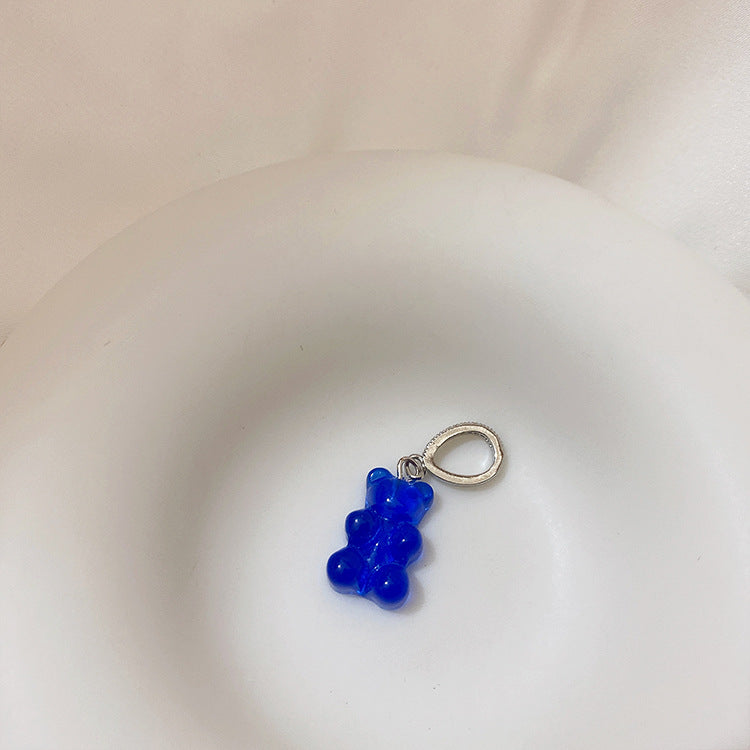 Colliers féminins avec pendentif Smiley en métal ours transparent