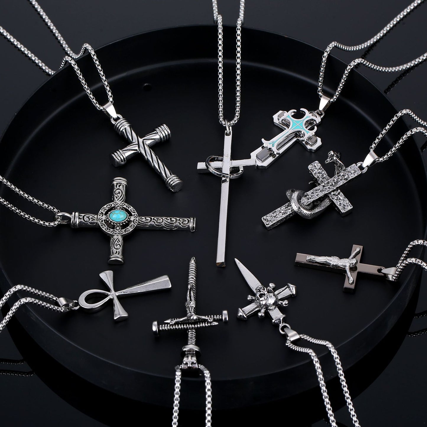 Chaîne de pull croisé pour hommes, accessoires tendance, colliers en titane