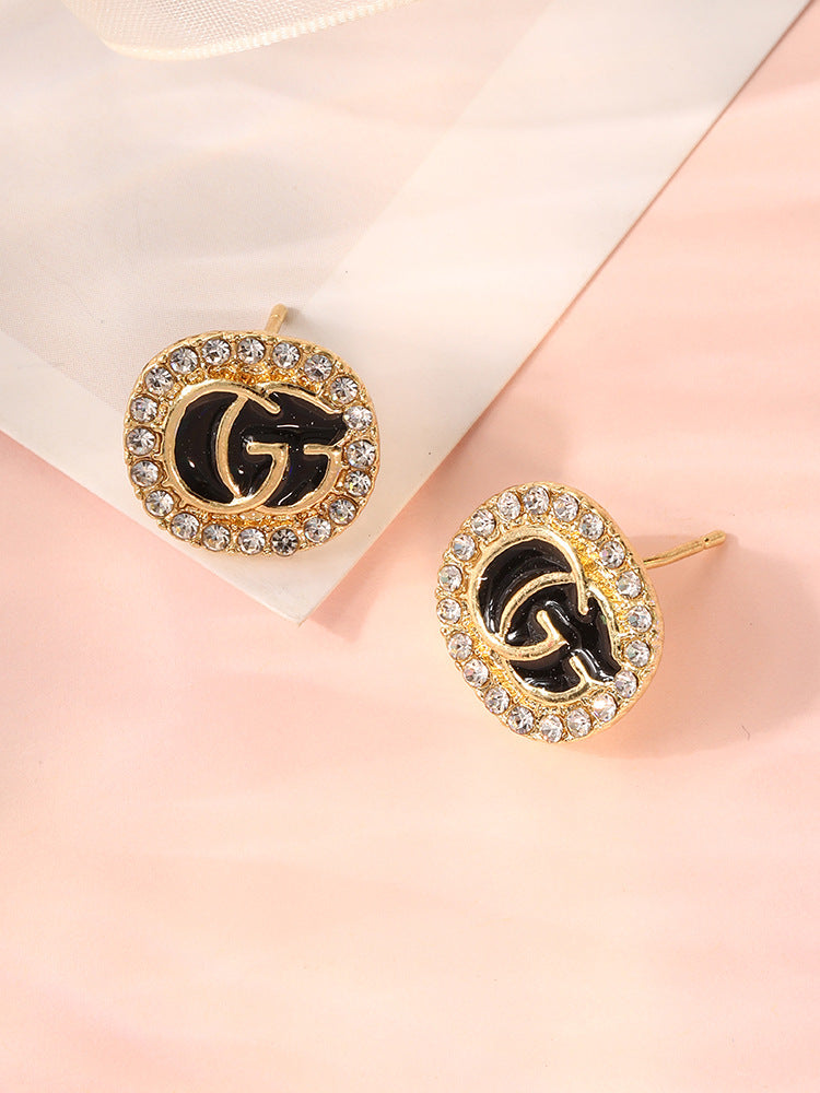 Women's Simple Square Letter High-grade Micro Inlaid Zircon Exquisite Light Earrings